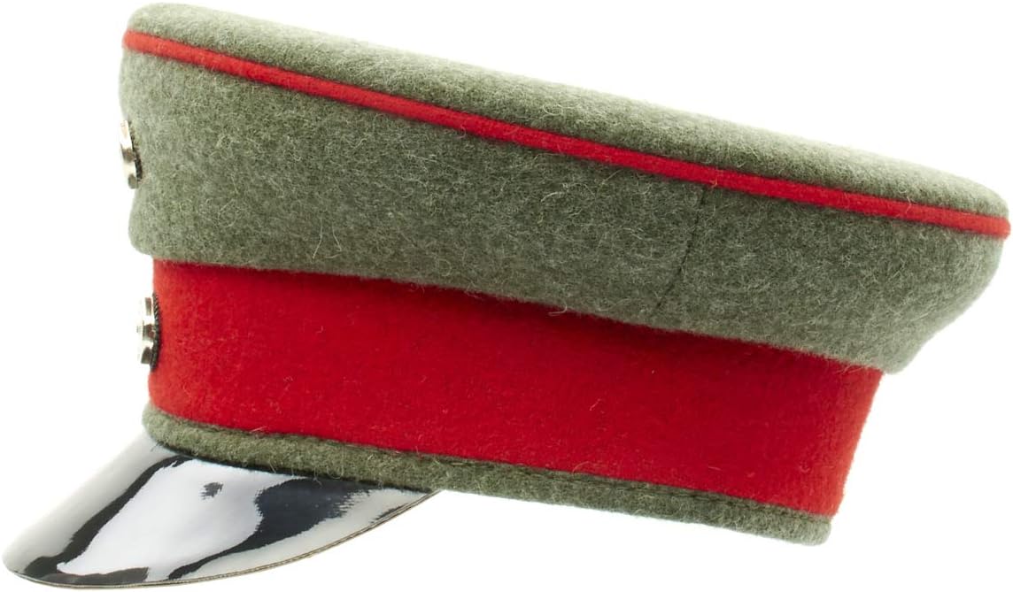 IMA German WWI M1910 Officer Visor Cap - Size 7.5 (60cm) - Grey/Green Felgrau Wool with Red Piping