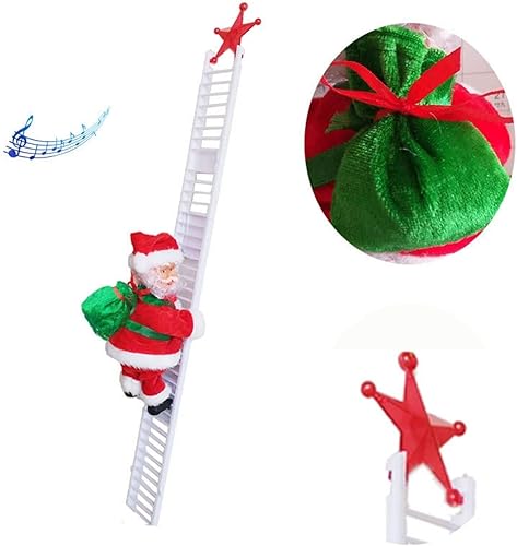 Miniatura 4 de Escalera eléctrica de Santa Claus para subir y bajar en escalera con música y bolsa para regalos, árbol, fiesta, decoración del hogar, adorno de