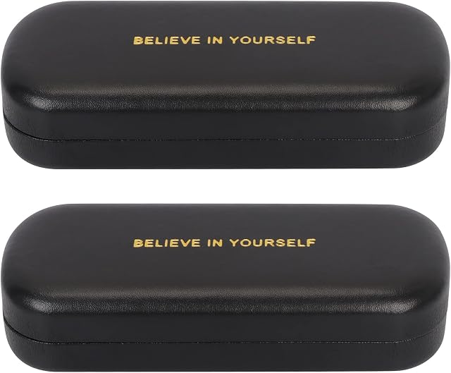 Simpolor 2 Pack Eyeglass Case for Women Men, Light Portable Hard Shell Eyeglass Case Clamshell Glasses Protection Case