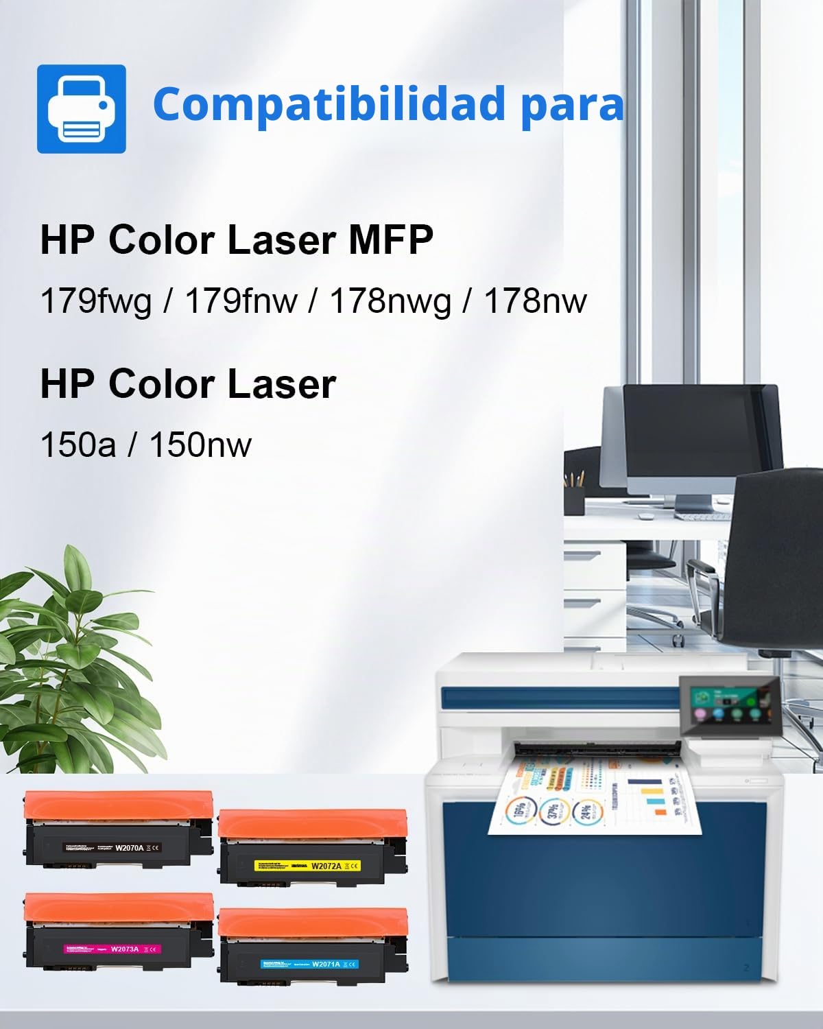myCartridge 117A Toner (con Chip) Sostituzione di Tóner HP 117A Compatible de HP Color Laser MFP-178NW MFP-179FNW 150NW 150A (Negro/Amarillo/Cian/Magenta)
