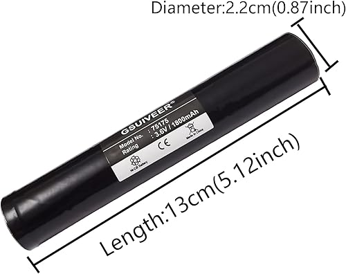 Miniatura 2 de 75175 Batería recargable 3.6V 1800mAh Ni-CD compatible con Streamlight Stinger 75175 75375 75300 75500 75810 76000 76300, PolyStinger, Pelican M9,