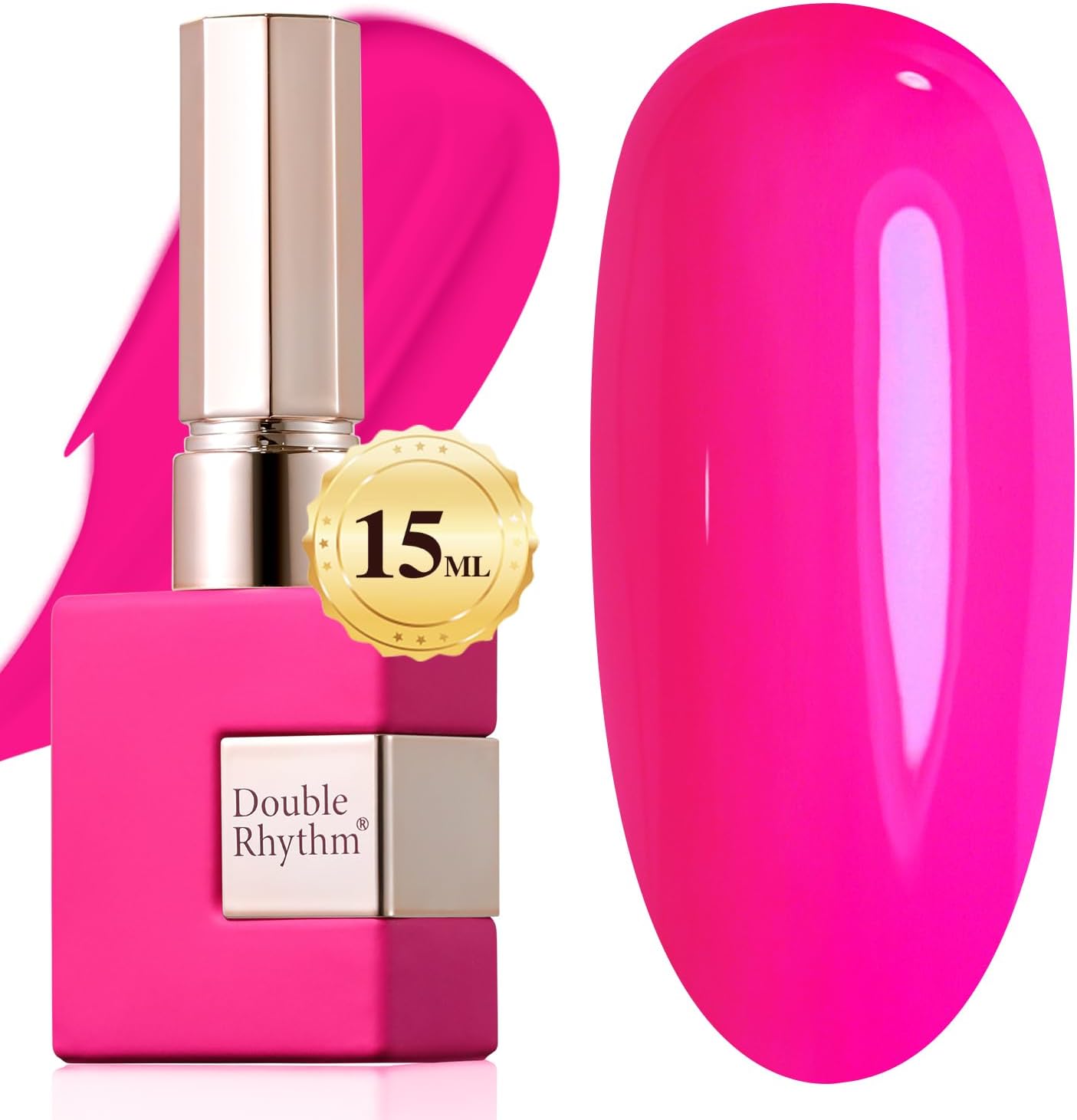 15ML Gel Nail Polish Pure Sheer Same Color Same Bottle Soak Off Gel Polish Art Manicure Salon DIY at Home for Women (Hot Pink-A1312)