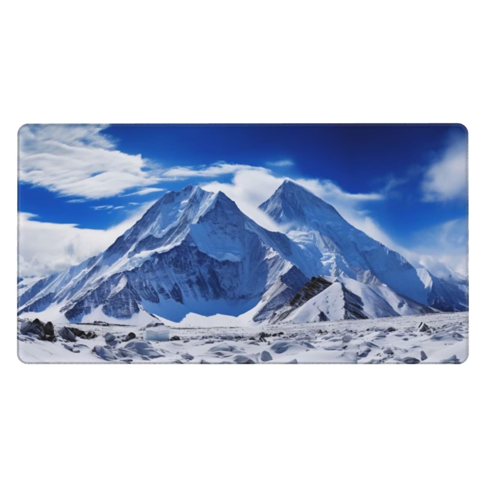 Alfombrilla de Ratón Gaming Grande XXL 1400x600x4mm con Bordes Cosidos, Tela Micro Tejido, Base Goma Antideslizante Mouse Pad, para Teclado Escritorio, PC, Oficina Montaña Nevada Campo de Nieve Y5616