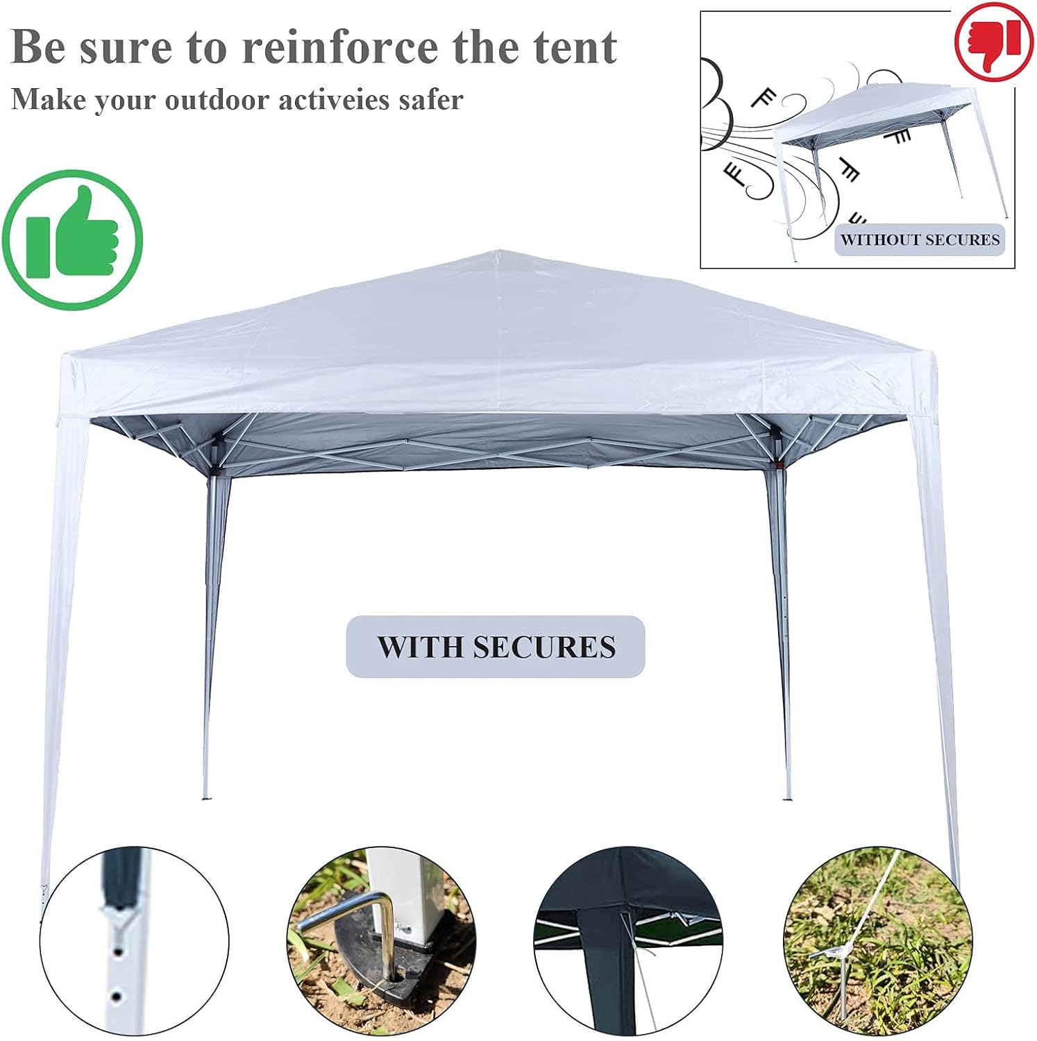 Pop Up Gazebo, 3mx3m Pop Up Gazebo with Powder Coated and Aluminum Alloy Frame, Portable Instant Commercial Gazebo with Carrying Bag, Anti-UV Event Shelter for Garden Party, White