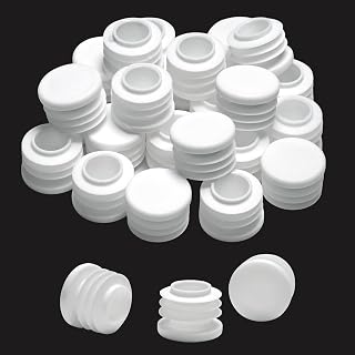 EASYEAH 24 PCS 13/16" (20mm) Plastic Hole Plugs White, Round Chair Leg Caps