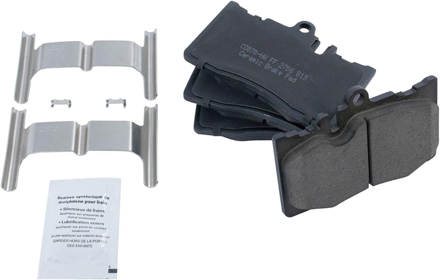 Front and Rear Brake Pads Ceramic Hardware Compatible with 2001-2006 Lexus LS430