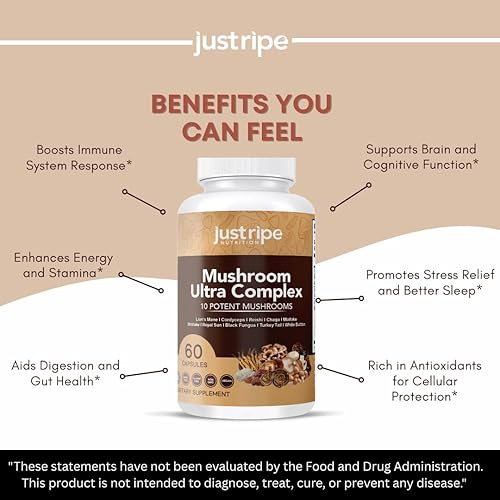 Miniatura 6 de Reishi, Cordyceps, melena de león y shiitake, refuerzo del sistema inmunológico y suplemento cerebral nootrópico, mejora la memoria y la