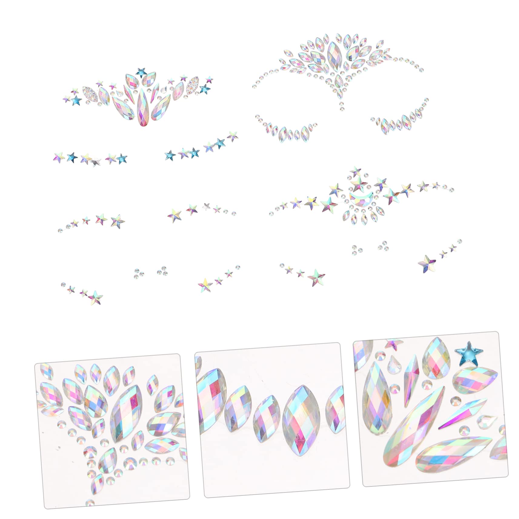Didiseaon 16fogli Face Gems Stickers Adesivi Brillantini Per e Decorazioni Riutilizzabili Per Matrimonio e Costume Party