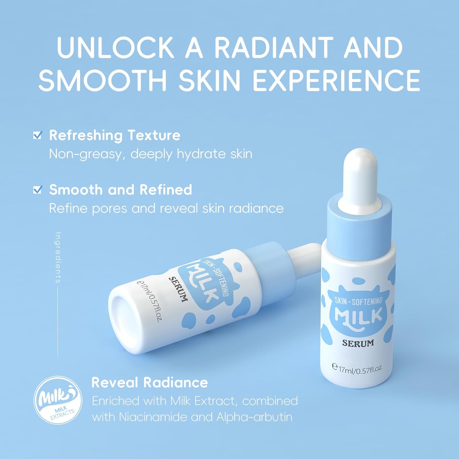 Milk Skincare Set - Skincare For Girls 10-12 - Skin Care For Kids With Milk Cleanser,Serum,Cream,Face Brush,Headband,Washbag, Girls Skin Care For Kids Age 8-12, Gentle, Natural, All Skin Types