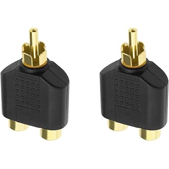 RCA Splitter Adapter, Set of 2 RCA Pin Jack Gold Plated RCA Pin Relay Adapter Video Audio Dual Splitter Adapter Converter Plug RCA Plug Male RCA Plug Female for Audio Video Video Video Audio AV RCA