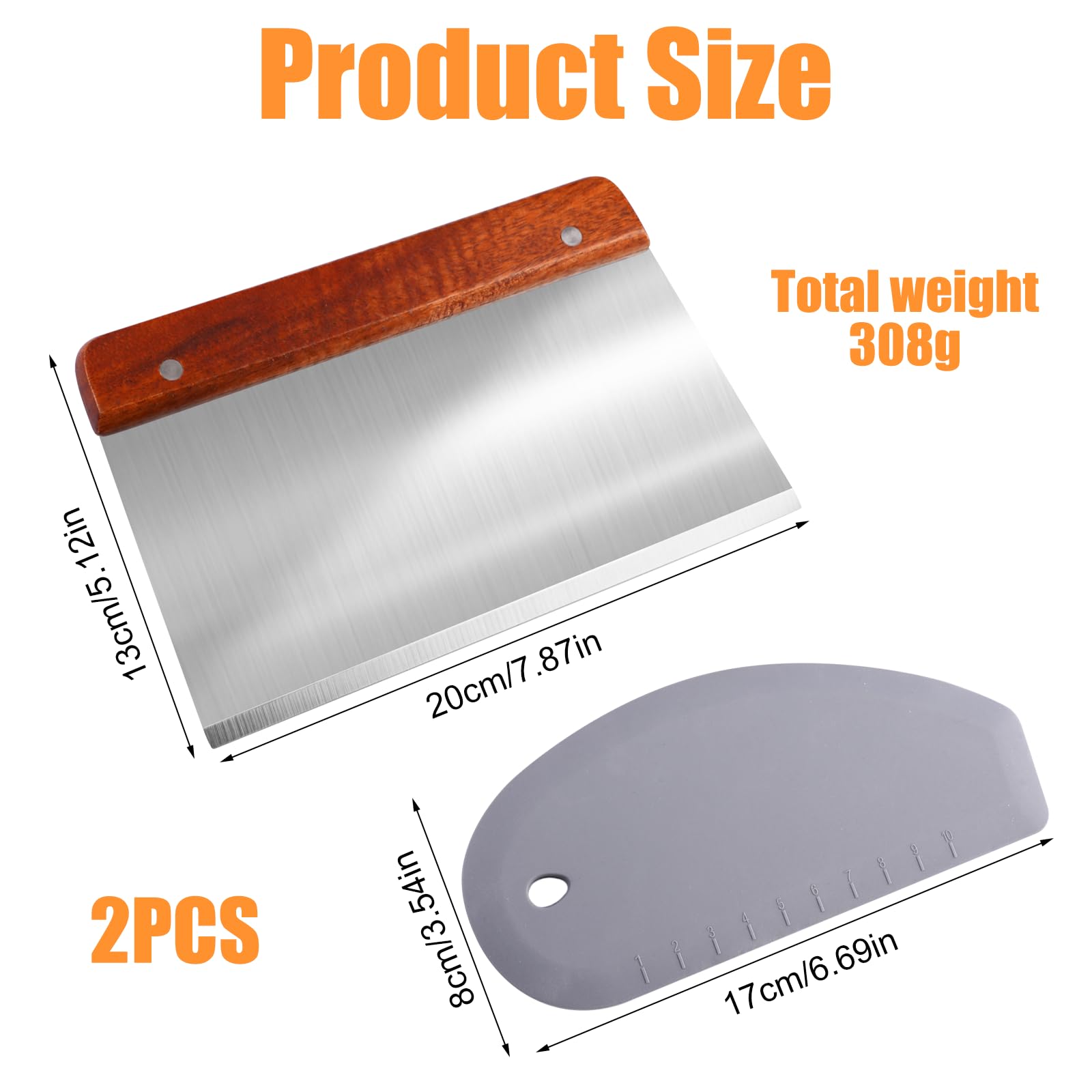 Lot De 2 Spatules Pâtisserie - Une En Inox Avec Manche Bois, Une En Silicone, Pour Pâte, Gâteau, Pizza, Crêpes - 9
