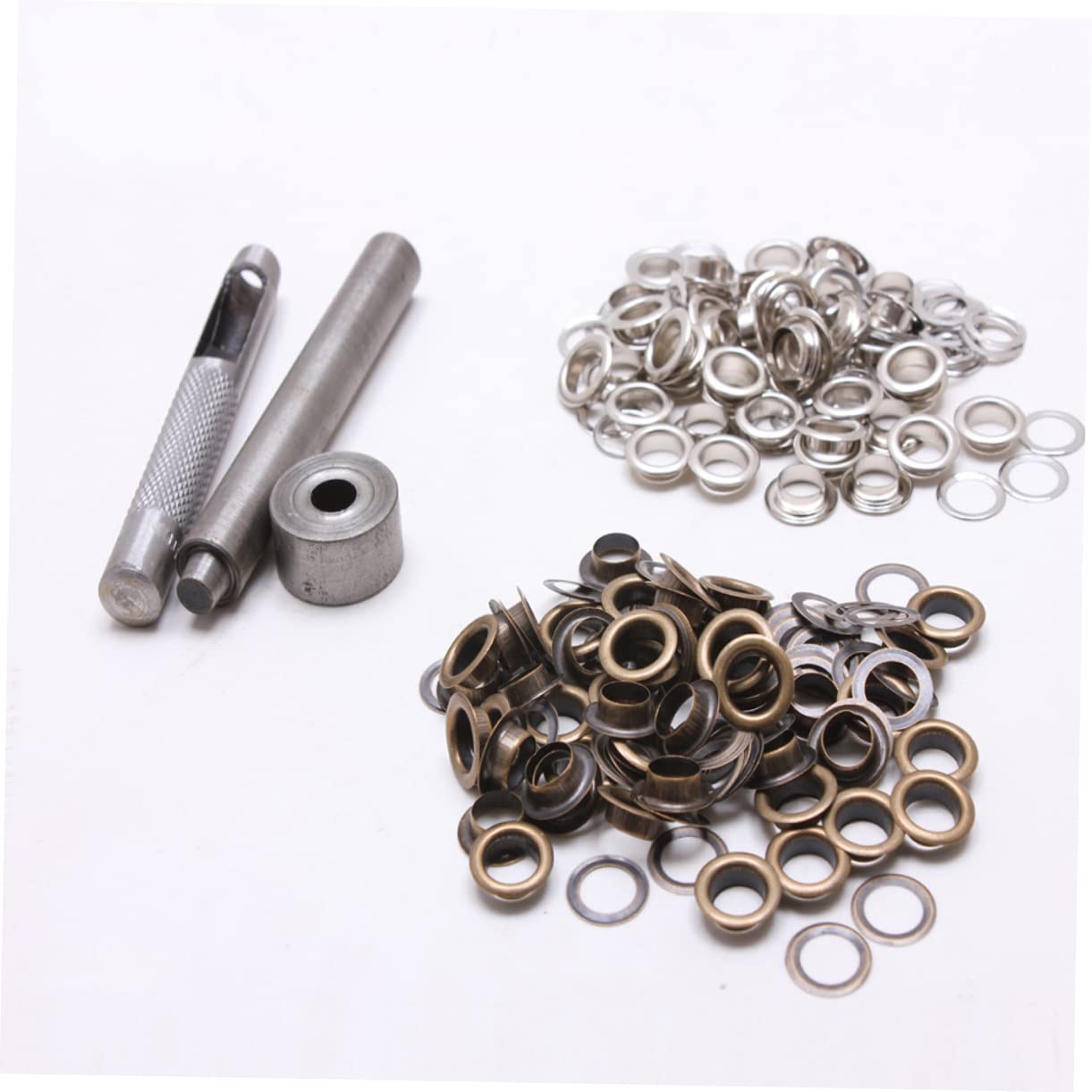 TEHAUX 300sets Kit Di Occhielli Colorati Ottone Con Strumenti Set Multipurpose Per Scarpe Abbigliamento e Fai Te Argento e Ottone Antico Pratico e Resistente Per Ogni Esigenza
