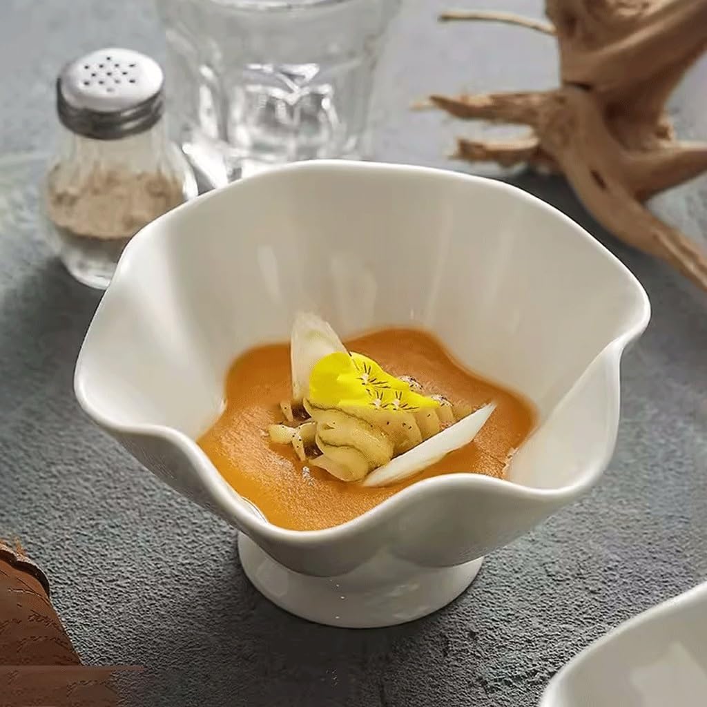Miski do kuchni, biała porcelana salaterka, geometryczna miska kuchenna, domowa miska deserowa, miska na sałatkę owocową, komercyjna miska na przekąskę