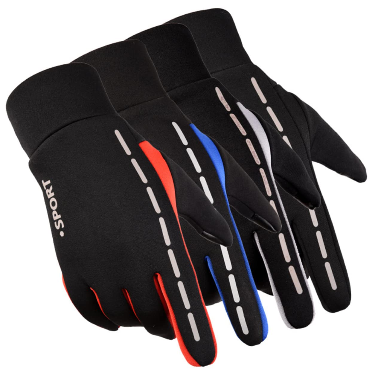 SOLUSTRE 3pares Guantes Cálidos Impermeables Antideslizantes para Ciclismo y Senderismo Talla Rojo Transpirables y Pantalla Táctil
