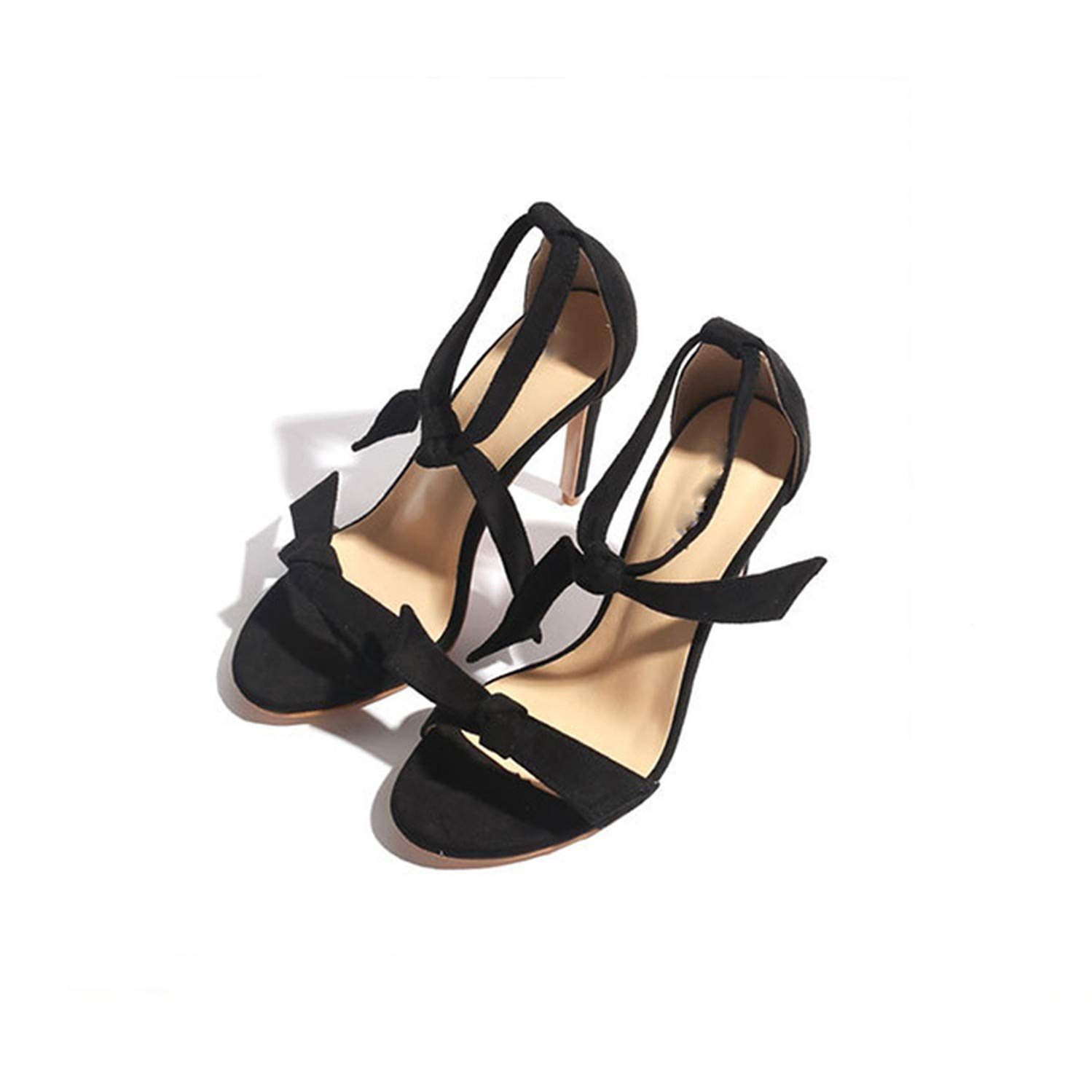 Elegant High Heel Women Sandals Bowtie One Strap Heel Sandals Flock Women Beach Sandals