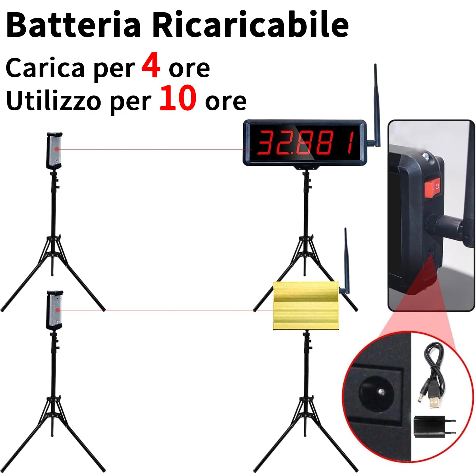 Timer Laser Wireless per Sprint, Cronometro per pista 40 60 Yard Dash, Sistema di Timer per Sprint Laser, Orologio da Gara per Corsa/Campo di Atletica/Transizione di Velocità (Supporto Alto)