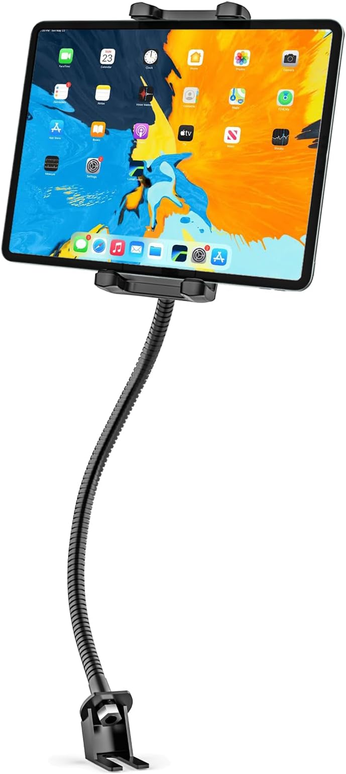 Tablet Holder, Car Seat Rail Installation, Truck, Tablet Holder, Car, Sturdy Metal Material, Flexible Arm, Reinforced Base, 360° Rotation, Freely Adjustable, Japanese Instruction Manual