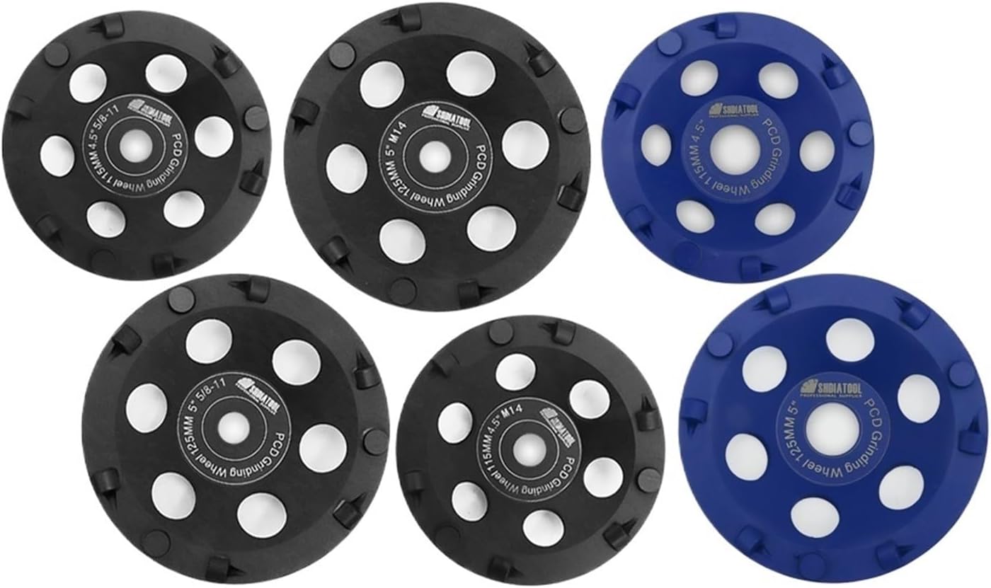 Compatible for SHDIATOOL 1pc Dia4.5/5" PCD Grinding Cup Wheel Polycrystalline Diamond Grinding Wheel Removing Epoxy Coating Glue Mastic Paint(1pc 125mm Bore 22.23)