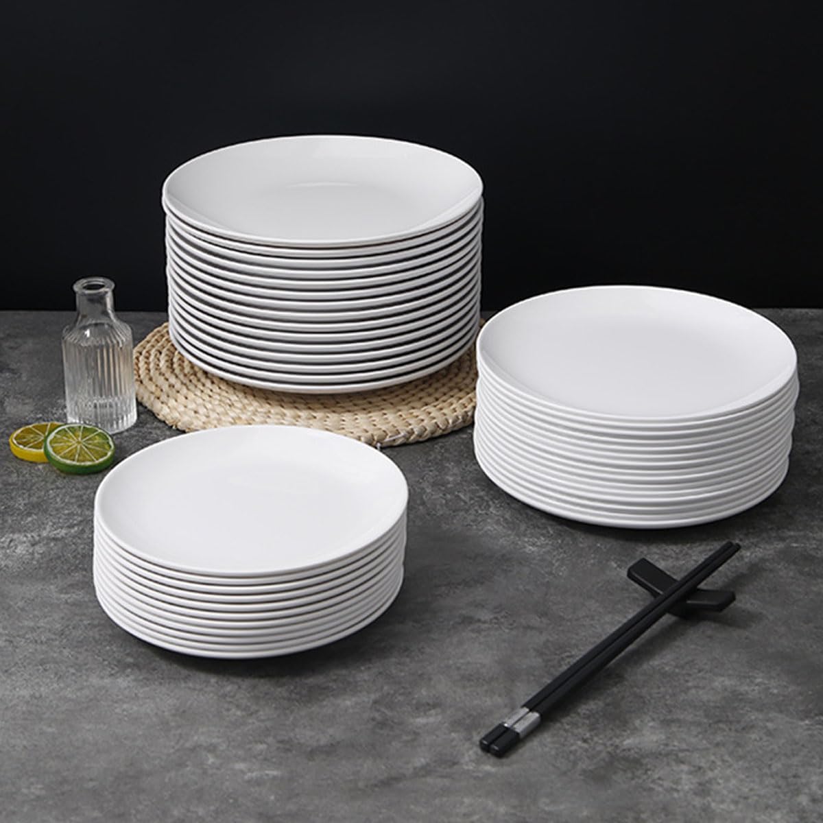 Melamine Dessert Plates,Reusable Dinnerware Dishes for Outdoor and Indoor,Dishwashe Safe,Set of 2, White (8 Inches)