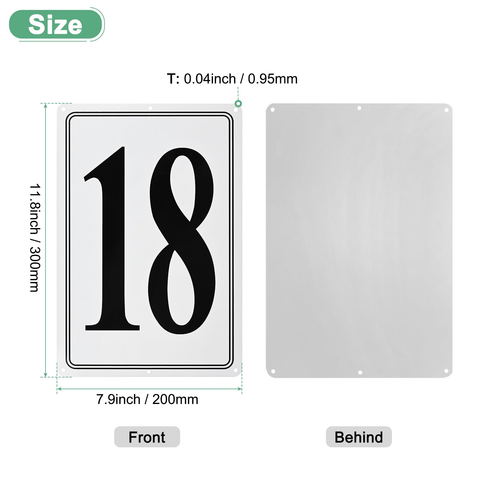 M METERXITY Aluminum Number Sign 18, 11.8 Inch House Numbers and Metal Letters, Parking Spot Letter Signs - Image 3