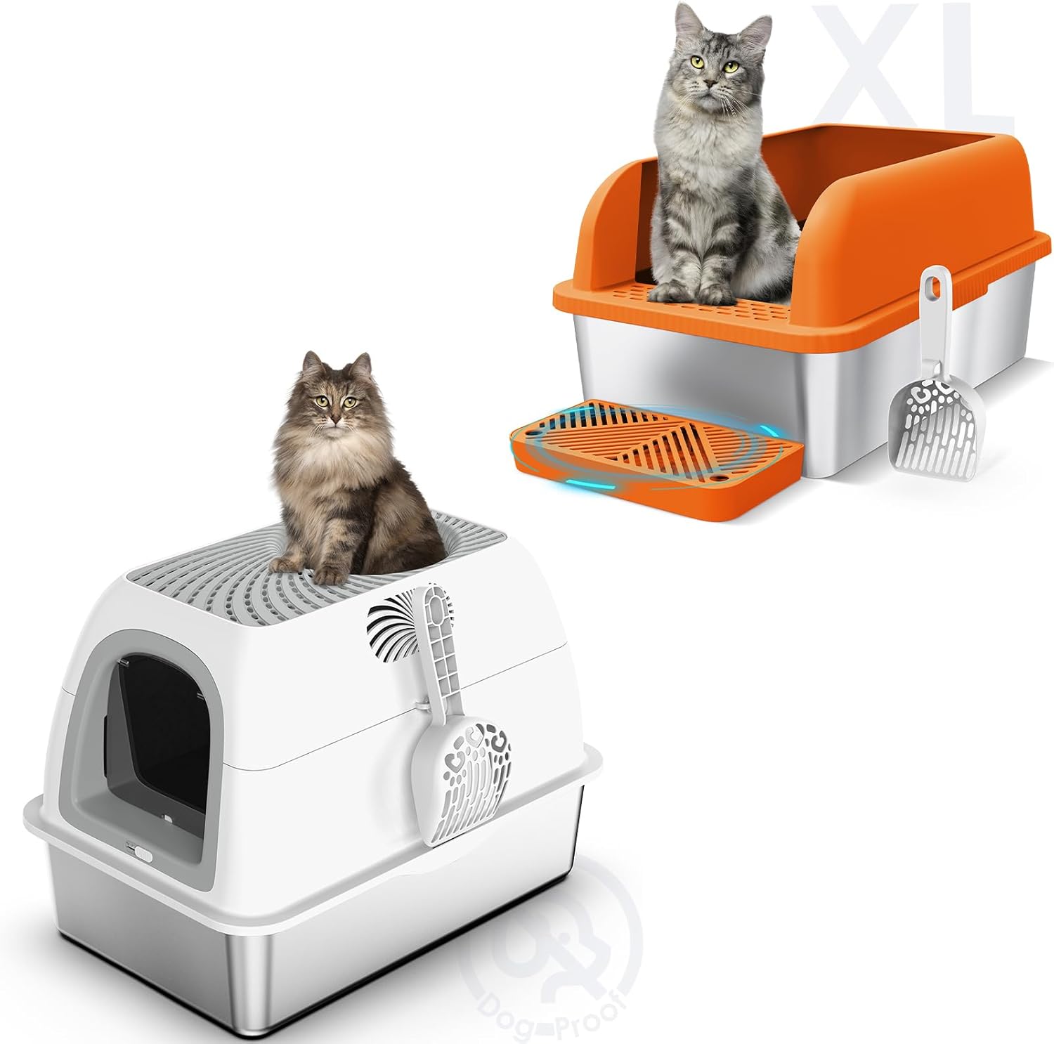 Enclosed Stainless Steel Litter Box with Lid Extra Large