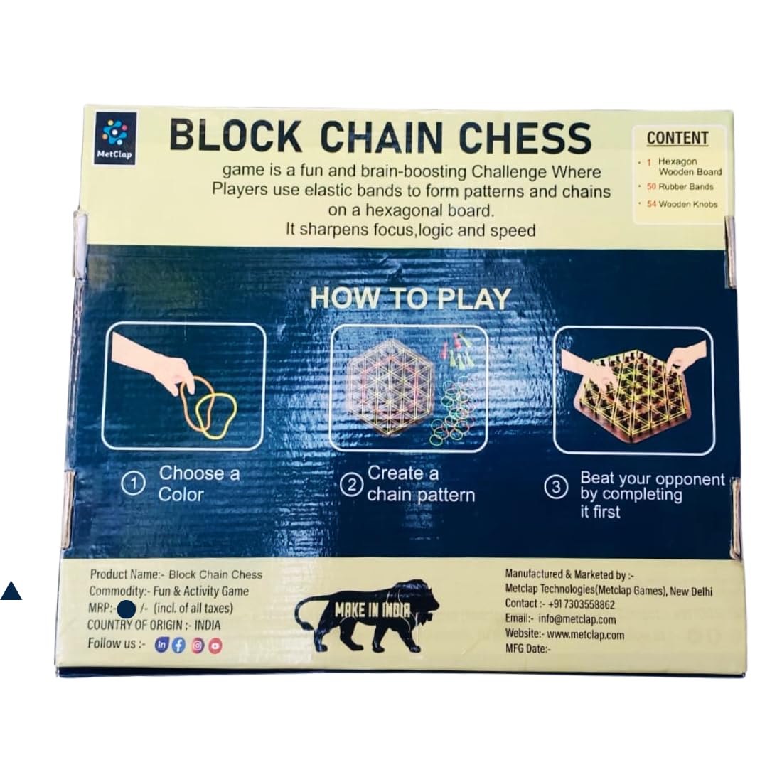 Metclap Chain Triangle Chess Game, Triggle Rubber Band Game, Strategy Board Games, Family Night Games for Kids and Adults, 2 to 4 Players 2