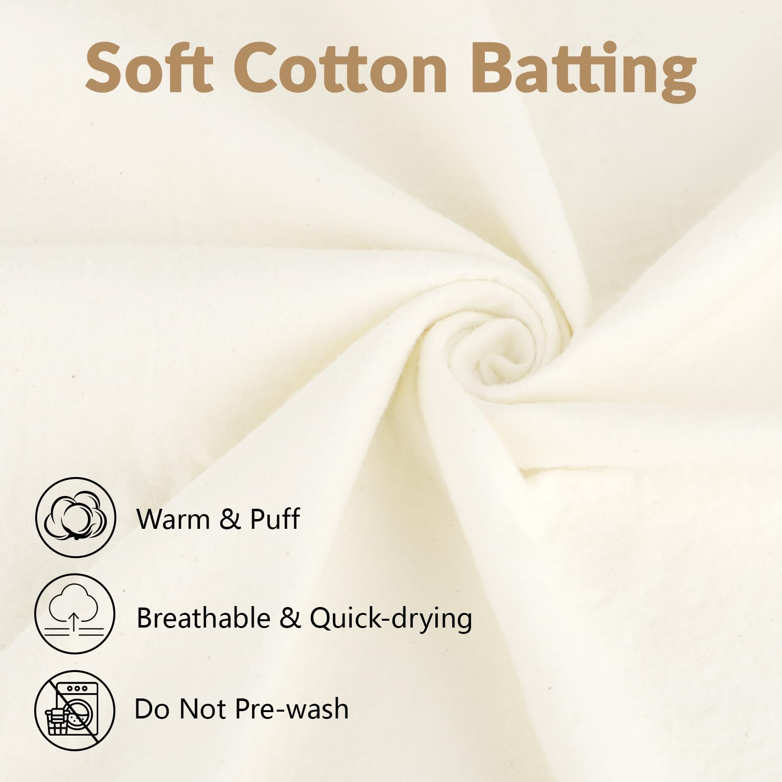 Natural Cotton Quilt Batting - 47" x 59" -3 Natural Cotton Quilt Batting - 47" x 59" -3