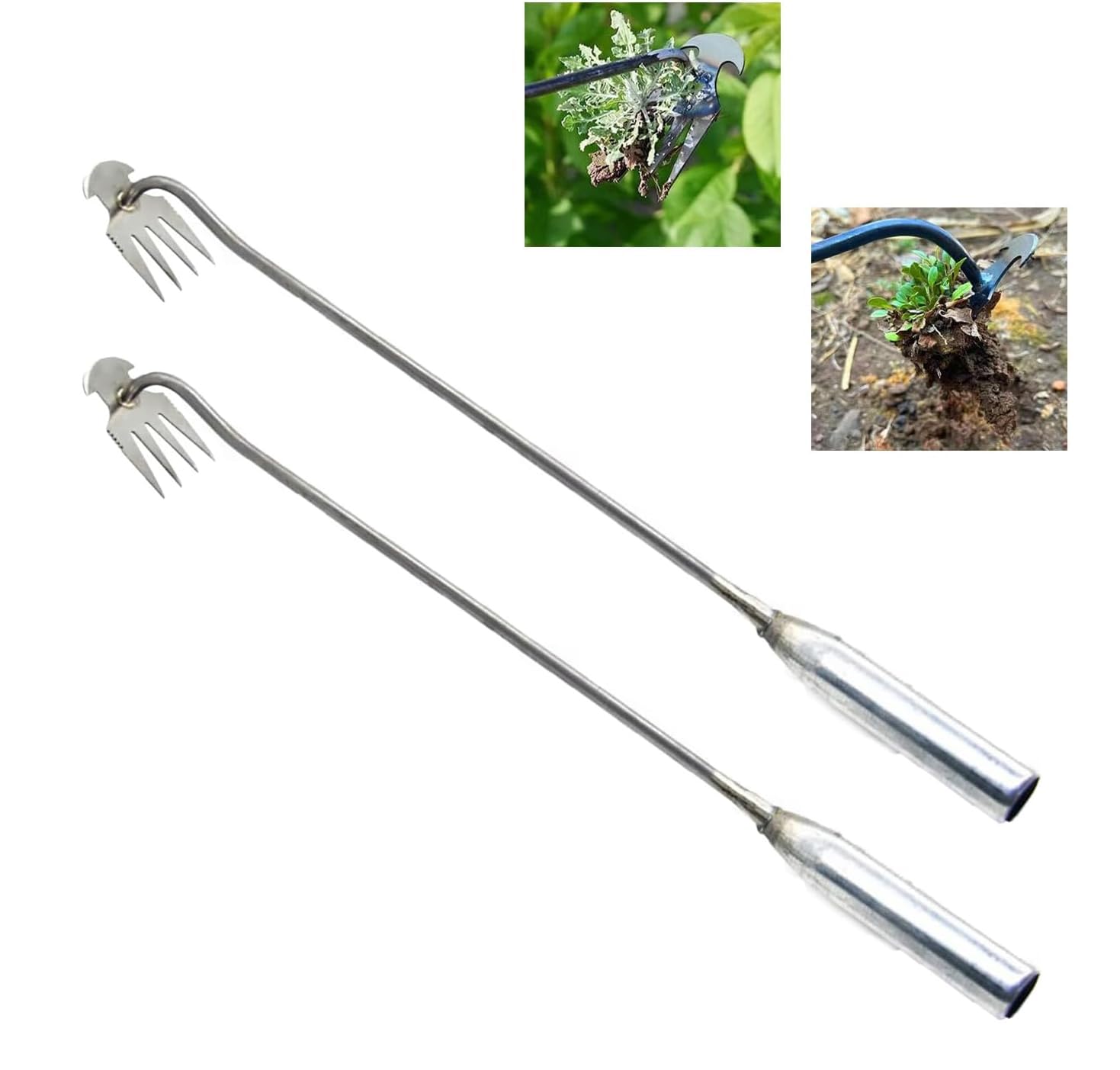 Outil Désherbeur Manuel 4 Dents HuaMuDM - Acier Manganèse Forgé, Pour Jardin Et Potager