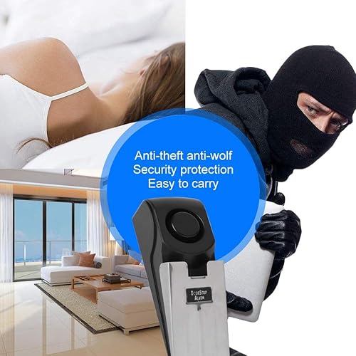 Miniatura 4 de Sonew Alarma de tope de puerta en forma de cuña de 120 dB, sistema de seguridad de viaje para el hogar, alerta inalámbrica antirrobo (no incluye