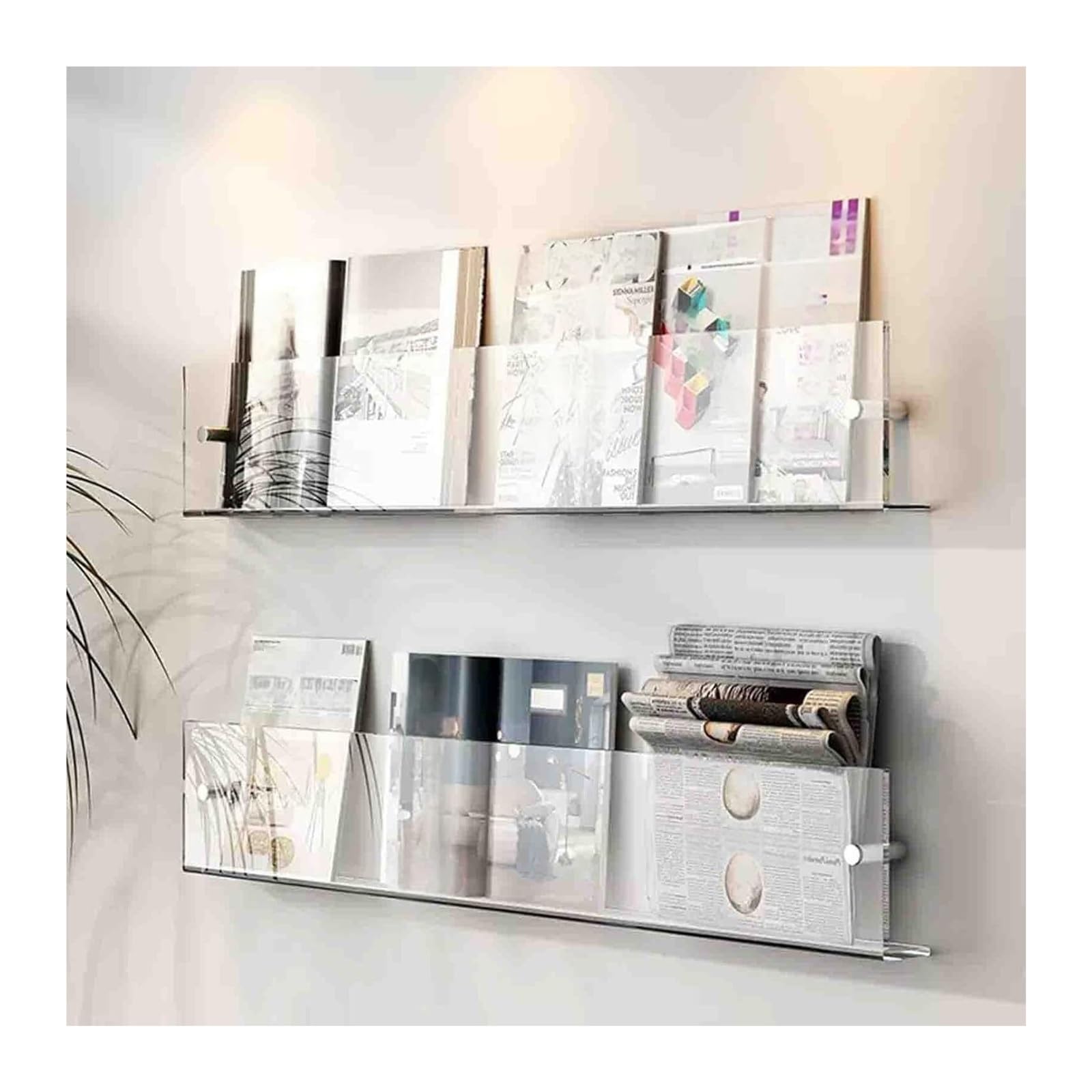 BTYQKZVPM Modern Acrylic Magazine Rack, Acrylic Magazine Rack Wall Mounted 40-100cm(Transparent,100CM)