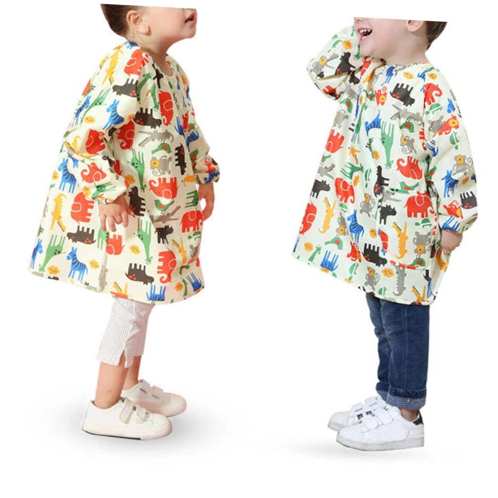 Healifty Tablier de Peinture Facile à Nettoyer et Sèche Rapidement Jaune en Polyester Imperméable Manches Longues Blouse D'artiste pour Garçon et Filles pour Activités Manuelles