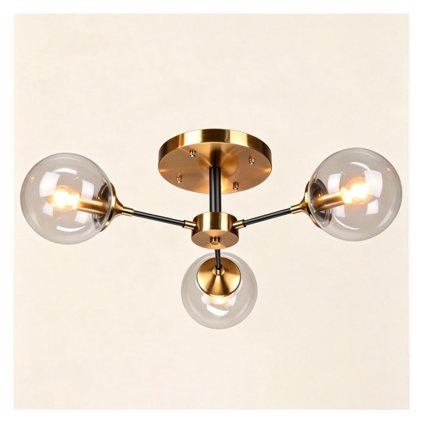 Luoyaob Transparent Gold Ceiling Light Fixture 6 Light Globe Chandelier