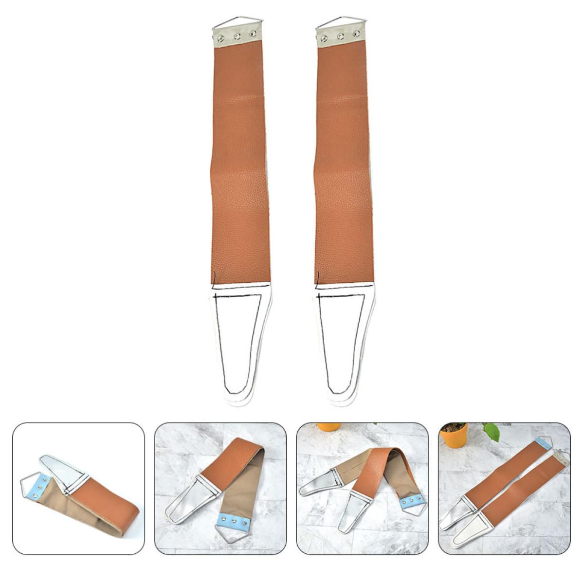 2 Pcs Manual Razor Strop Dual-sided Sharpening Belt Fabric and Artificial Leather Final Sharpening Tool Practical Razor Sharpener Strap for Barber Shop and Home Use Random Color