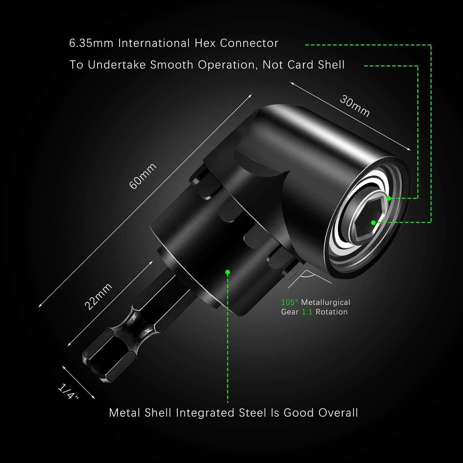 Impact Grade Driver Sockets Adapter Extension Set Drill Bit 3Pcs 1/4 3/8 1/2" Universal Socket Adapter Set and Right Angle Drill 105 Degree Right Angle Screwdriver Set Drill Hex Bit Socket Adapter