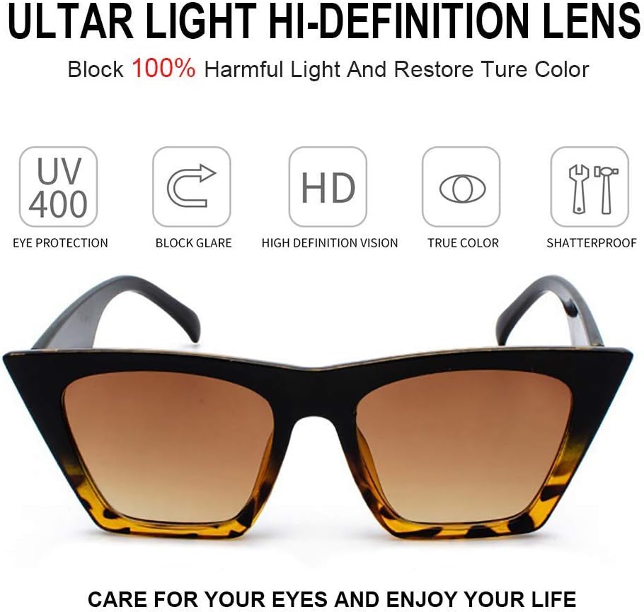 BOJOD Square Cat Eye Sunglasses For Women Fashion Vintage Trendy Cateye Sunglasses For women Black - Image 3