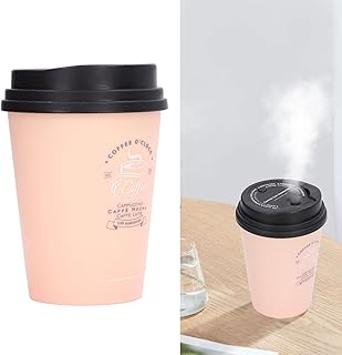 Cool Mist Humidifiers, 300ml Mini Humidifier Low Noise Auto Off Compact Lightweight Coffee Cup Small Humidifier for Car Home Office (Pink)