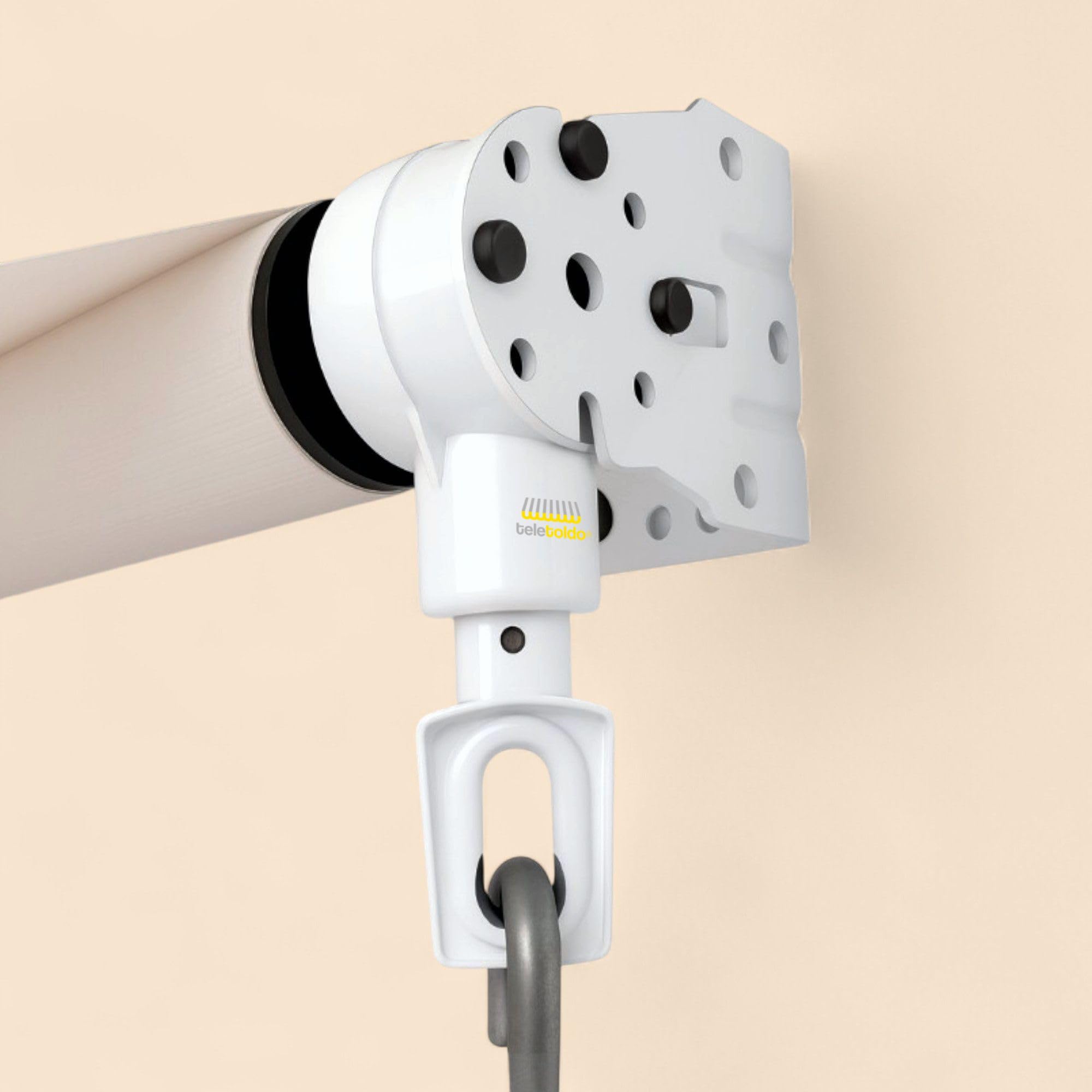 Teletoldo – Juego de 2 Soportes Universales para Toldo | Chapa de Acero Lacado en Blanco | Recambio Profesional para Fijación a Pared o Techo | Resistencia Exterior