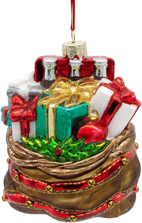 Kurt Adler 4.5-Inch Glass Coca-Cola Santa Bag Ornament