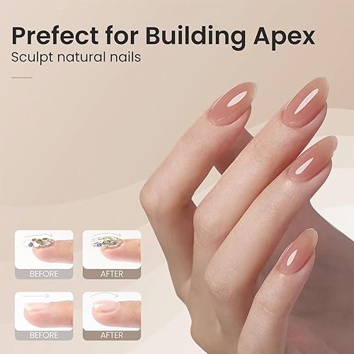 Miniatura 4 de 2 piezas de gel constructor para uñas, 7 en 1 constructor de gel transparente para uñas, lámpara LED de uñas dura, fortalecedor de uñas, extensión