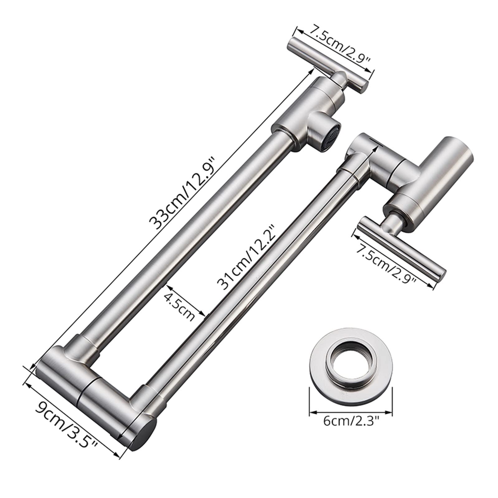 Filtro aeratore Universale Splash, Rubinetto per Acqua Fredda per lavello da Cucina Nero, Rubinetto Girevole per lavello in Ottone Massiccio, Rubinetto per riempimento pentole a Parete, BRAC