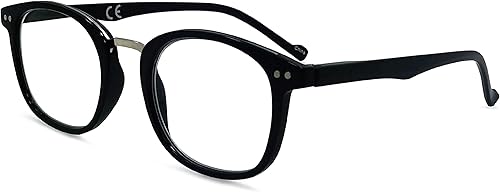 Lentes de lectura modernos, montura completa, estilo ovalado clásico, marco ligero con bisagras de resorte de metal, color negro, 3.5 x