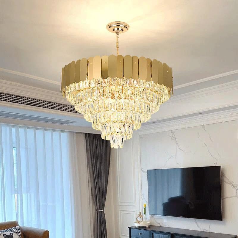 Suspension cristal multicouche base E14 éclairage 3 couleurs - 5