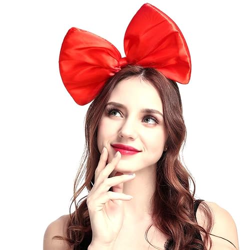 Christmas Birthday Gifts Party Favors Decoration Bow Headband Bowknot Headbands for Women Girls Large Big Bows Hairband - Red