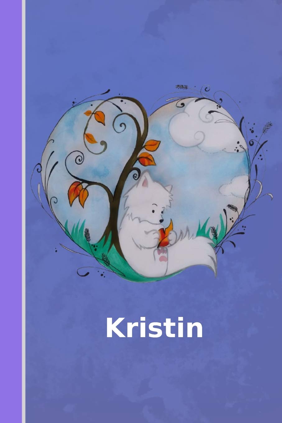 Kristin: Personalized Notebook Illustration Fox with Heart Softcover 120 Pages Blank Notebook Diary Scrapbook Journal Gift Idea