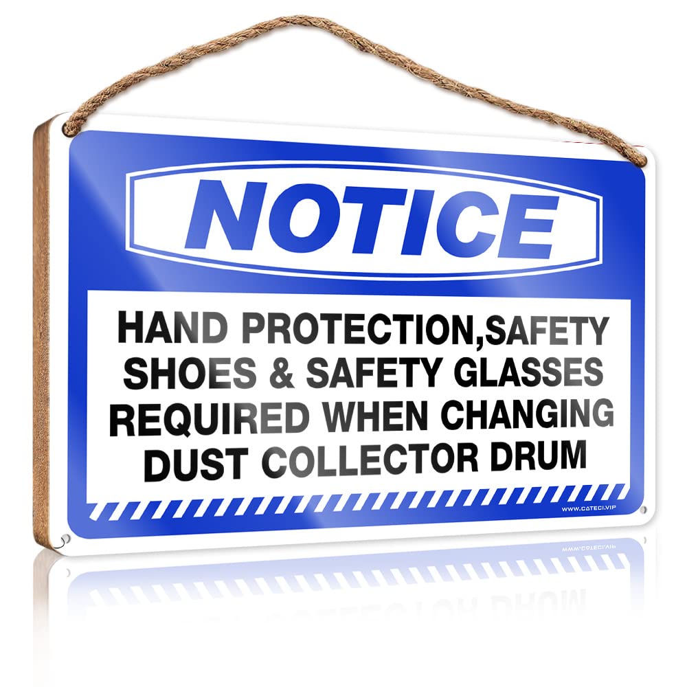 FRINTOXA Farmhouse Hanging Sign Notice Hand Protection, Safety Shoes & Glasses Wooden Sign(15X28CM)