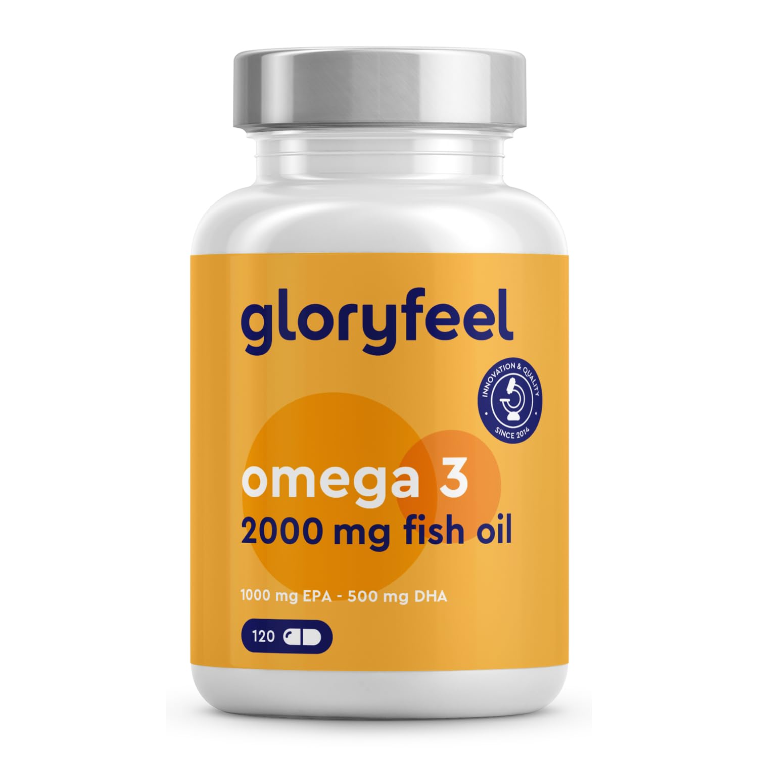 Omega 3 Capsules - High Strength - with 2000mg Fish Oil, 1000mg EPA & 500mg DHA per Daily dose (in Triglyceride Form) - Essential Fatty acids from anchovies - Nutritional Supplements Made in Germany