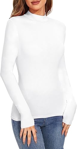 Miniatura 2 de Urvicor Mock Neck Tops for Women Long Sleeve Turtleneck Sexy Casual Fitted Fall Tee T Shirts Tshirts Blouse