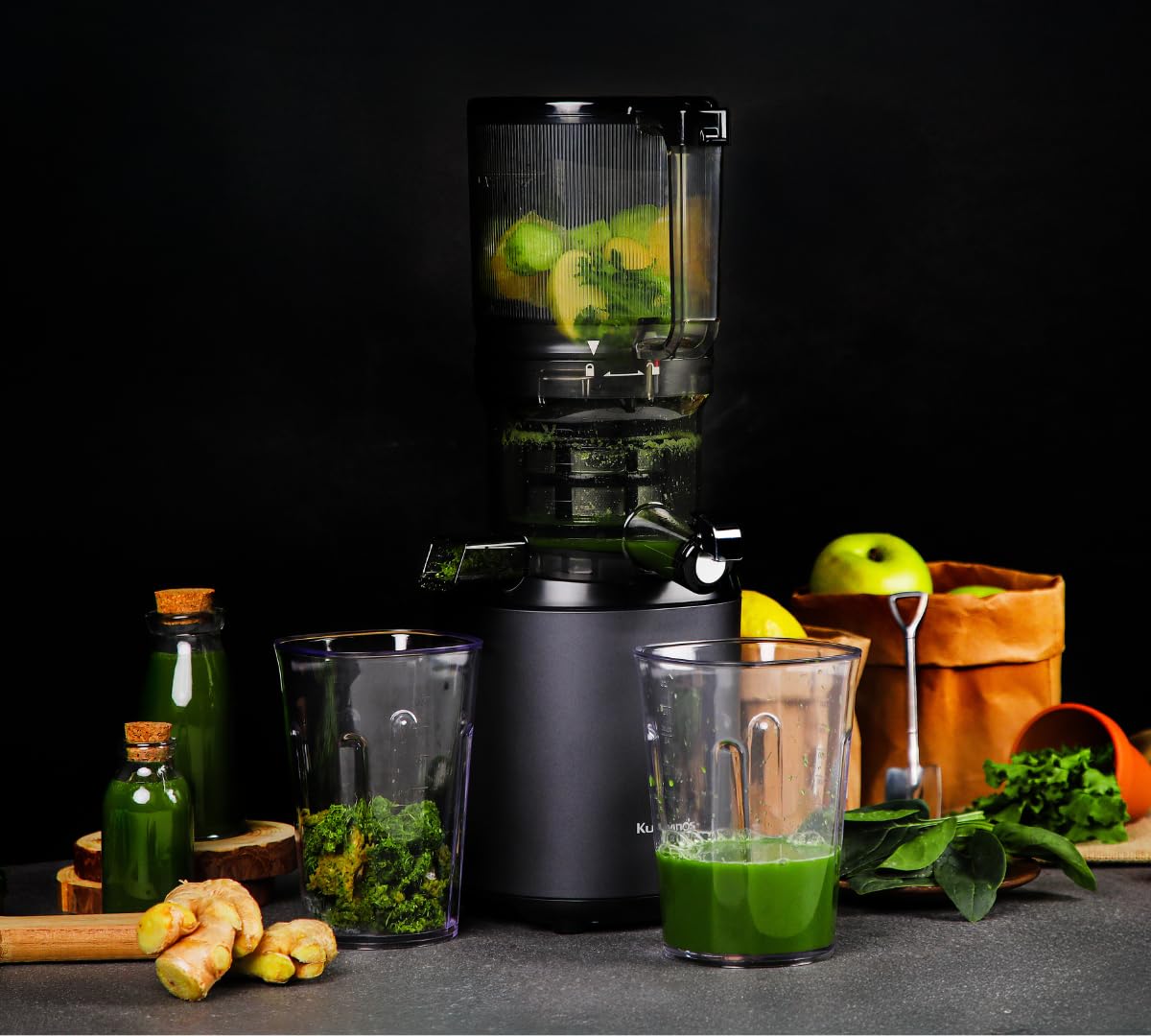 Kuvings Extracteur de jus AUTO6 Découpe automatique fruits légumes entiers Panier 1,7L Anthracite