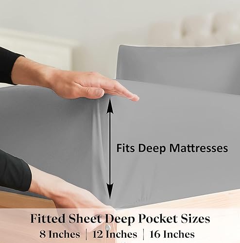 Miniatura 4 de Sábana bajera con cremallera, sábana bajera corta con cremallera Queen de 8 pulgadas, bolsillo profundo de 8 pulgadas, sábana inferior de microfibra