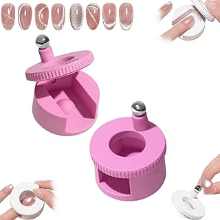 2026 New Rotating Cat Eye Magnet, Automatic Glass Bead Suction of Cat Eye Nail, Beginner Friendly Nail Tool With Uniform Magnetic Force And Excellent Light Absorption (1*pink++1*ball magnet)